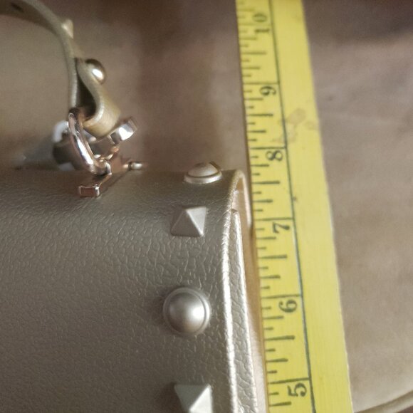 Funky New Gold Metallic Jelly pvc Bag by Most Wanted w/lots of gold "rivets" - Picture 9 of 10